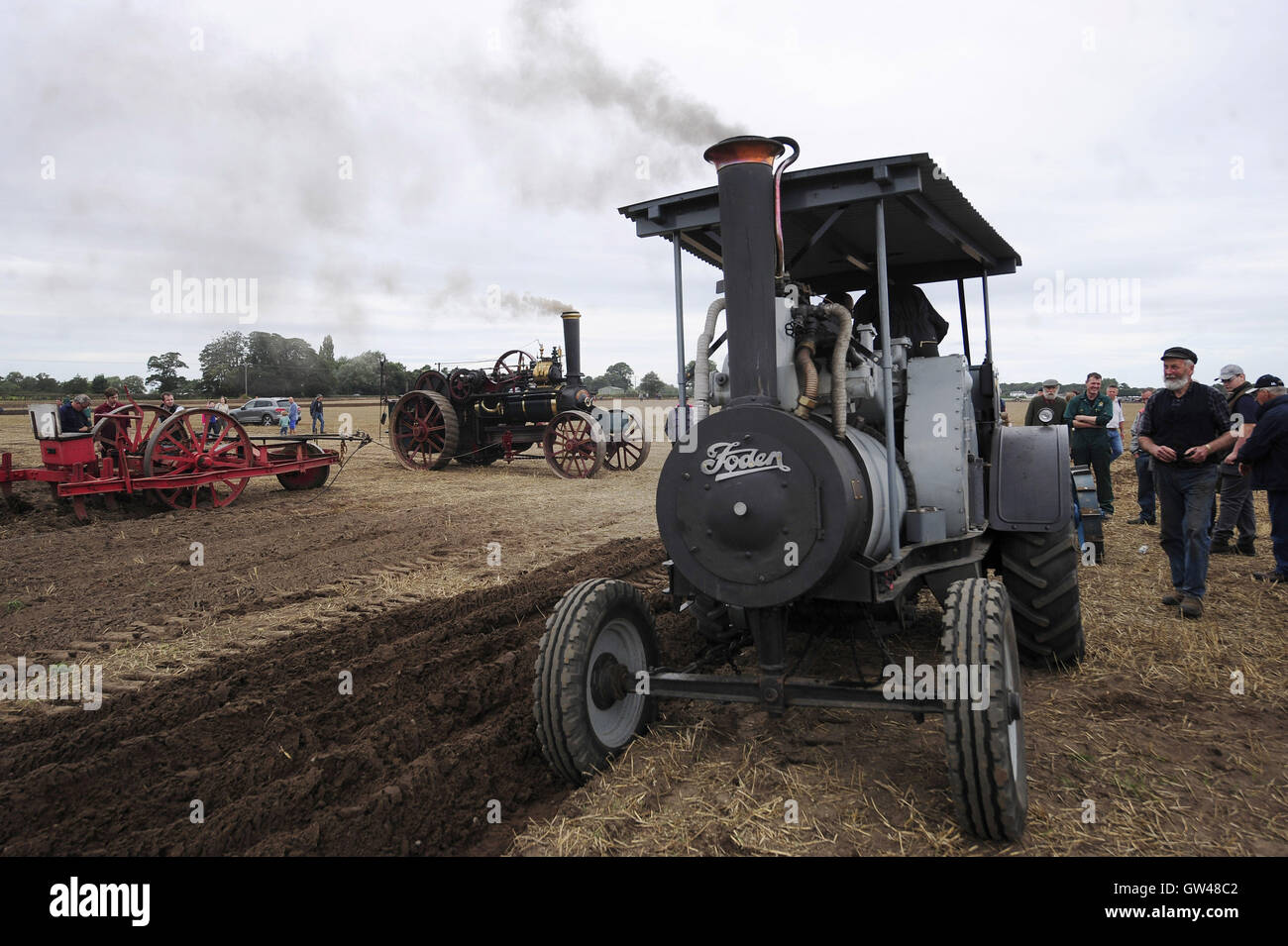 The World Ploughing Contest takes place at Crockey Hill near York, where representatives from over thirty countries competed in various categories that included vintage and horse drawn alongside conventional tractors. Stock Photo