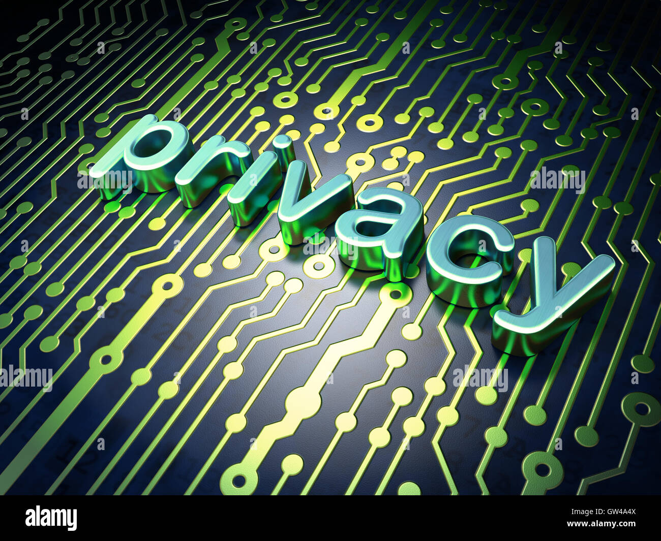Privacy concept: circuit board with word Privacy Stock Photo