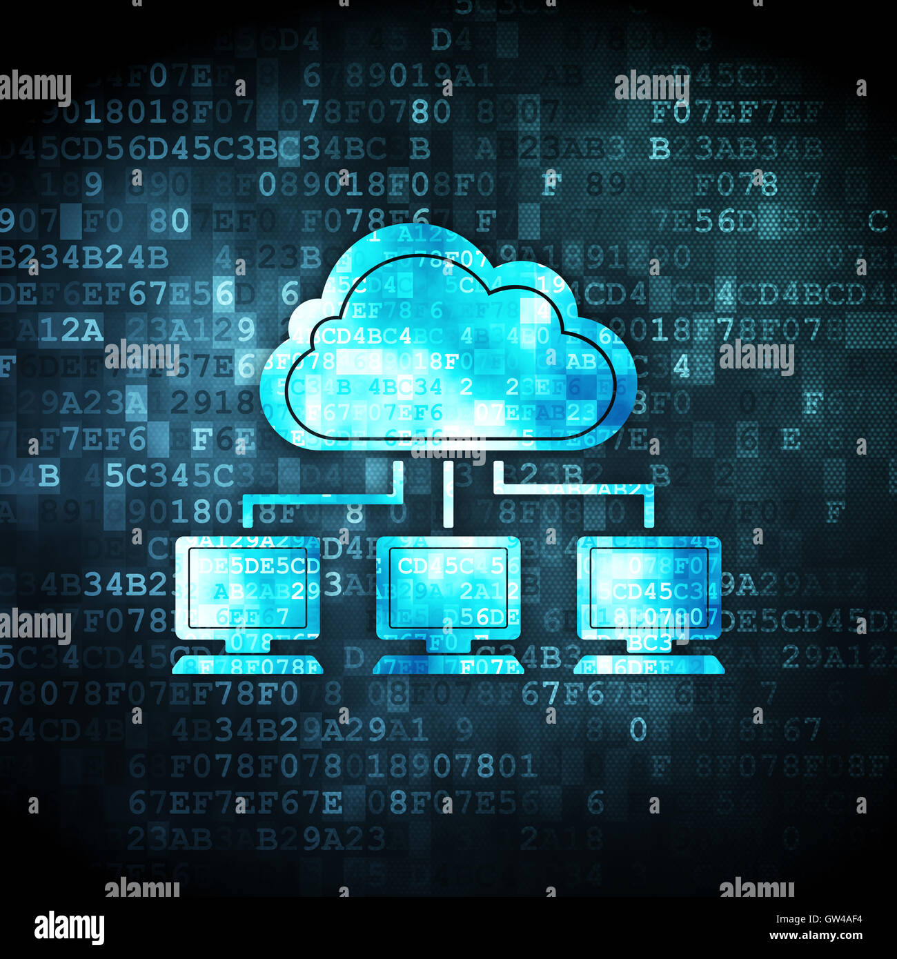 Cloud computing concept: Cloud Network on digital background Stock ...