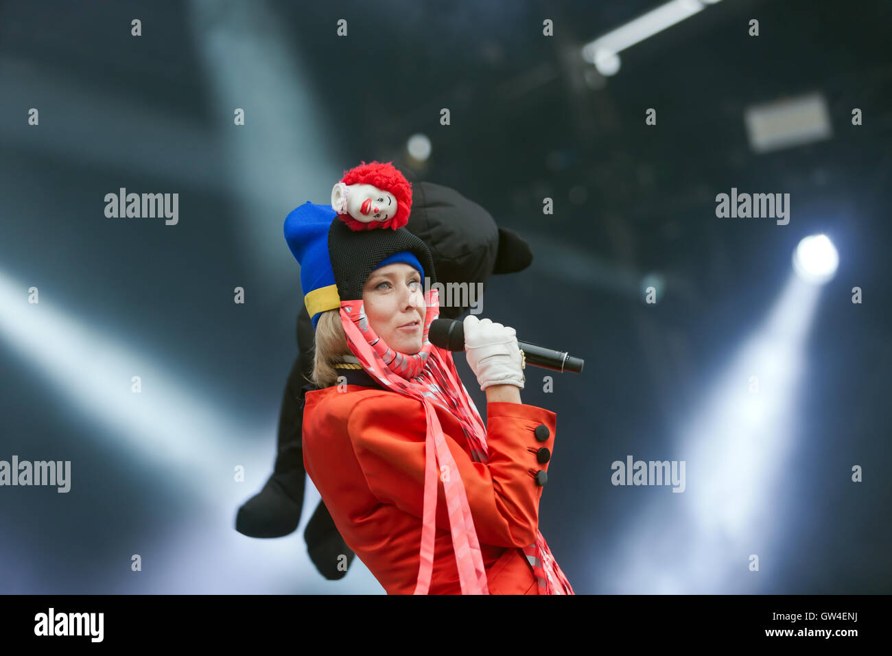 Close-up of Róisín Murphy performing on the main stage of the OnBlackheath Music Festival 2106 Stock Photo