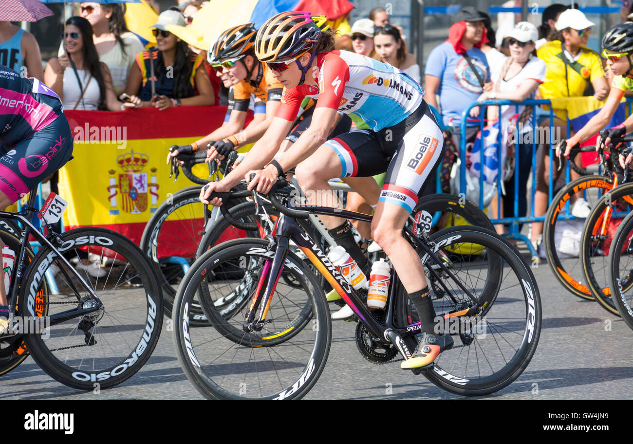 Madrid, Spain. 11th September, 2016. Chrsitine Majerus (Boels/Dolmans) during the one-day race of UCI Women's World Tour ‘Madrid Challenge’ on 11 September, 2016 in Madrid, Spain. Credit: David Gato/Alamy Live News Stock Photo