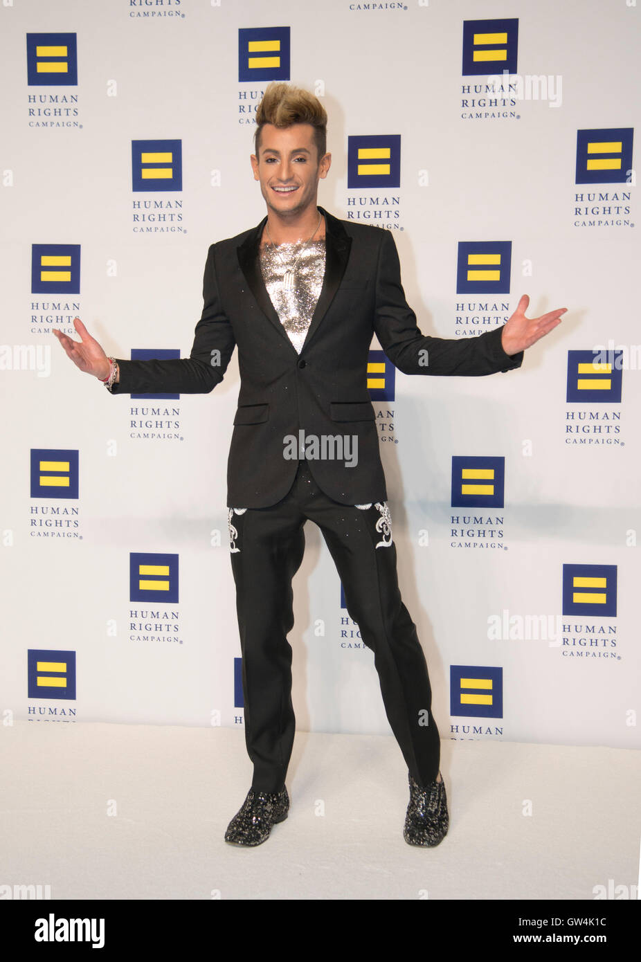 Washington DC,September 10, 2016, USA:  Frankie Grande, attends he 20th Annual Human Rights Campaign (HRC) dinner takes place in Washington DC. Speakers and entertainment includes, Senator Tim Kaine, D-VA, Congressman John Lewis, D-GA, Nyle DiMarco, first Deaf person to win America's Top Model(Cycle 22) and Dancing with the Stars (Season 22) Actor Billy Porter, singer Estelle and actor Samira Wiley.  Patsy Lynch/MediaPunch Stock Photo