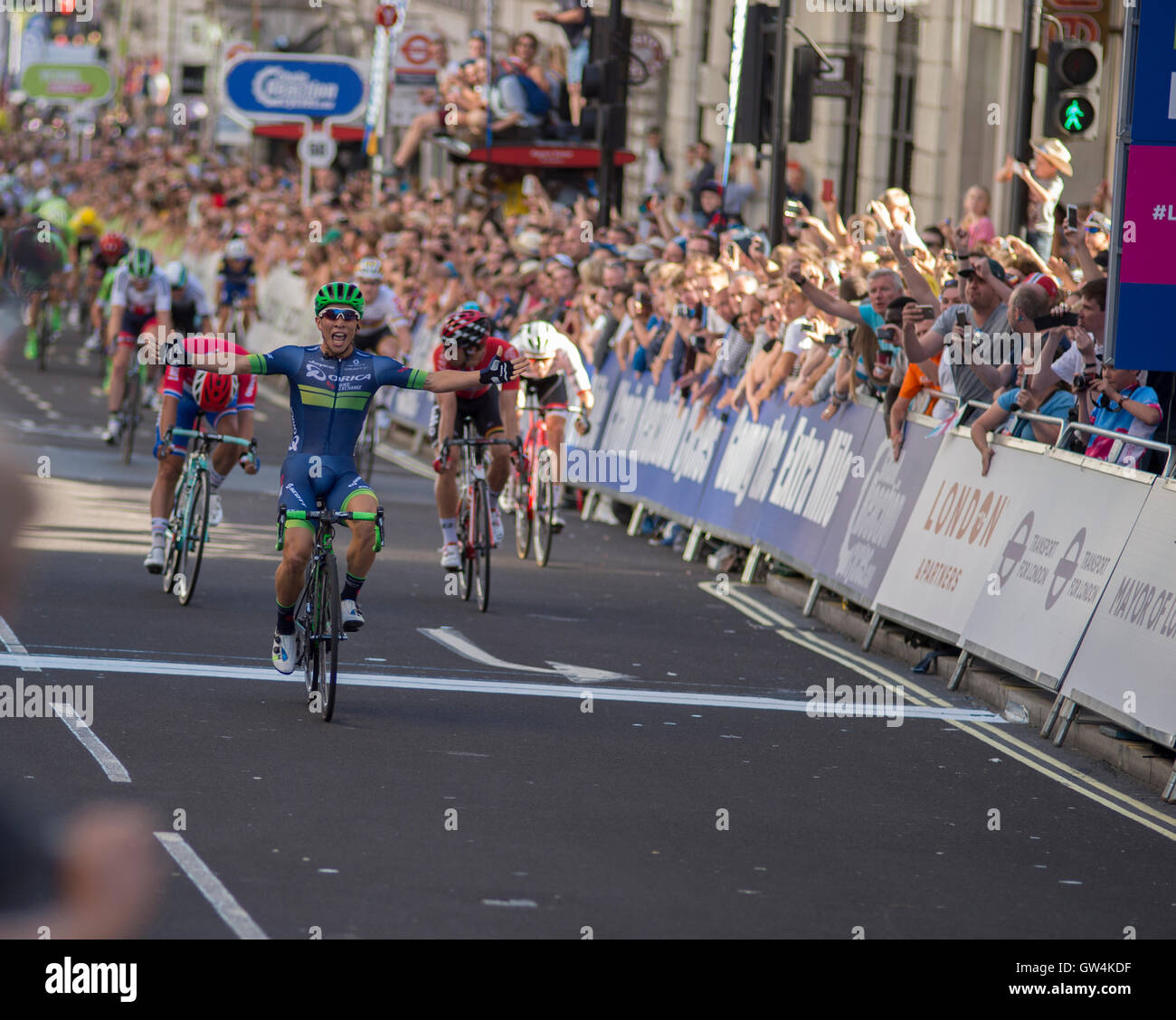 London, UK. 11th September, 2016. Caleb Ewan of Orica BikeExchange is