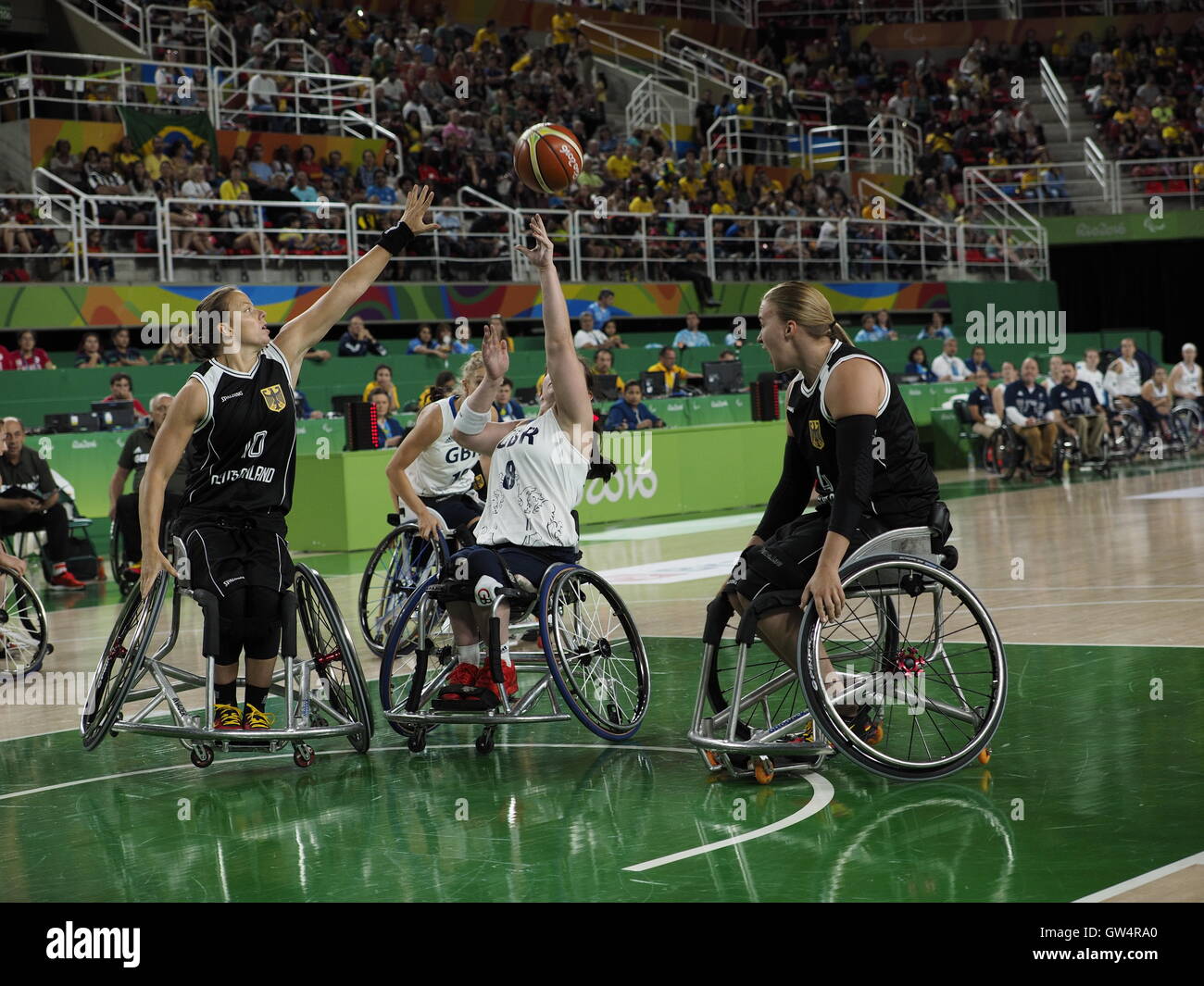 Rio 2016 Paralympics, womans wheelchair basketball pool match between Germany and Great Britain Stock Photo