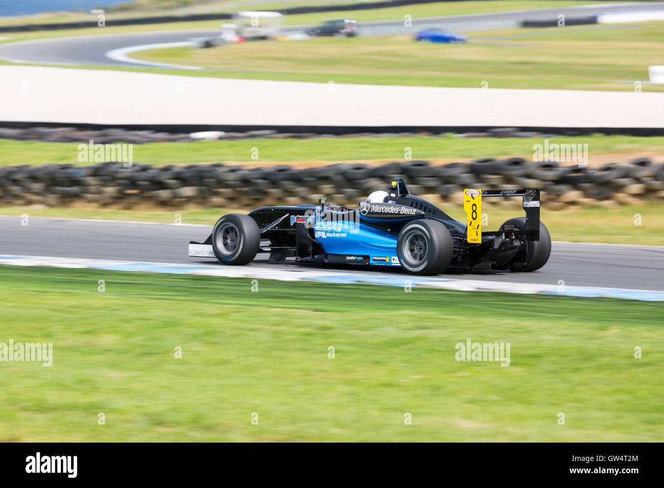 MELBOURNE/AUSTRALIA - SEPTEMBER 9-11, 2016: Racecars going for podium at Round 6 of the Shannon's Nationals at Phillip Island GP Track in Victoria, Australia - 9-11 September. Stock Photo