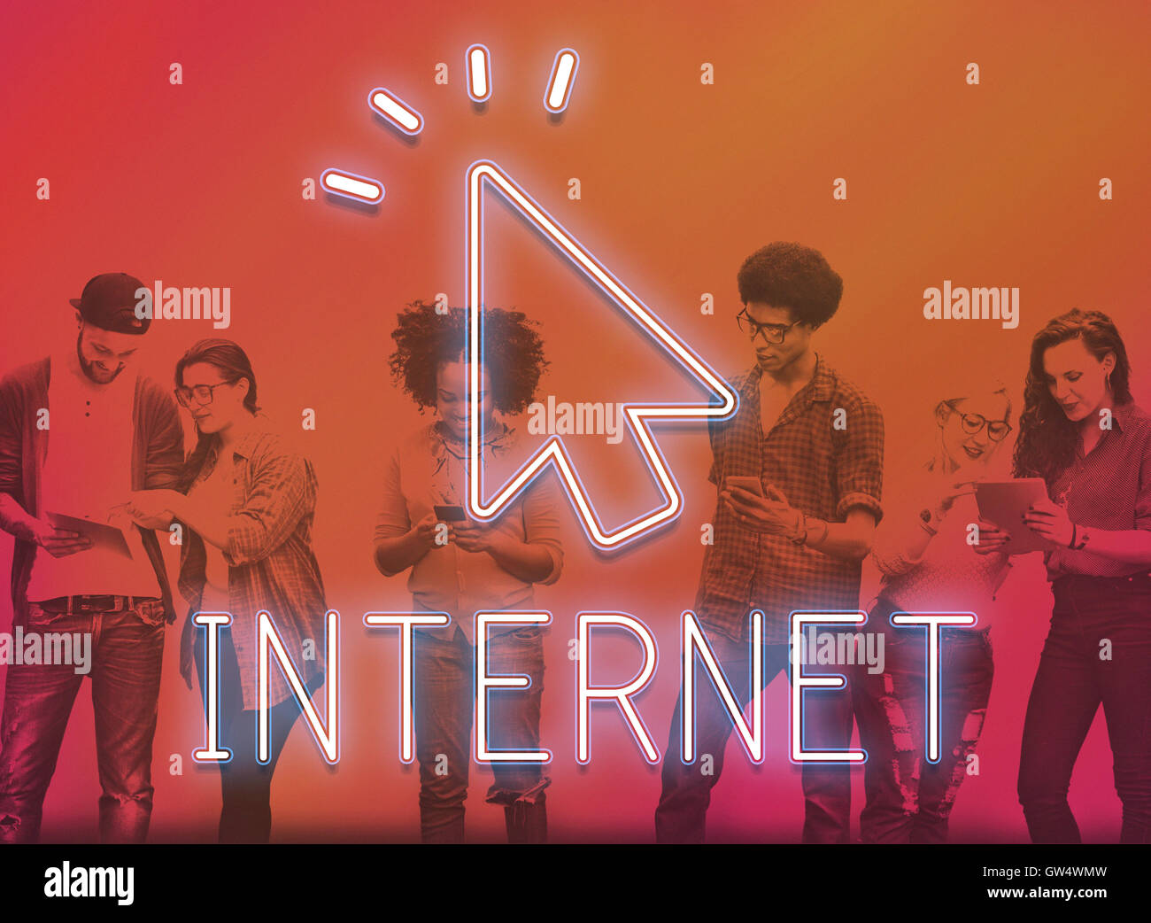 Digital Internet Connection Icon Mouse Pointer Concept Stock Photo - Alamy