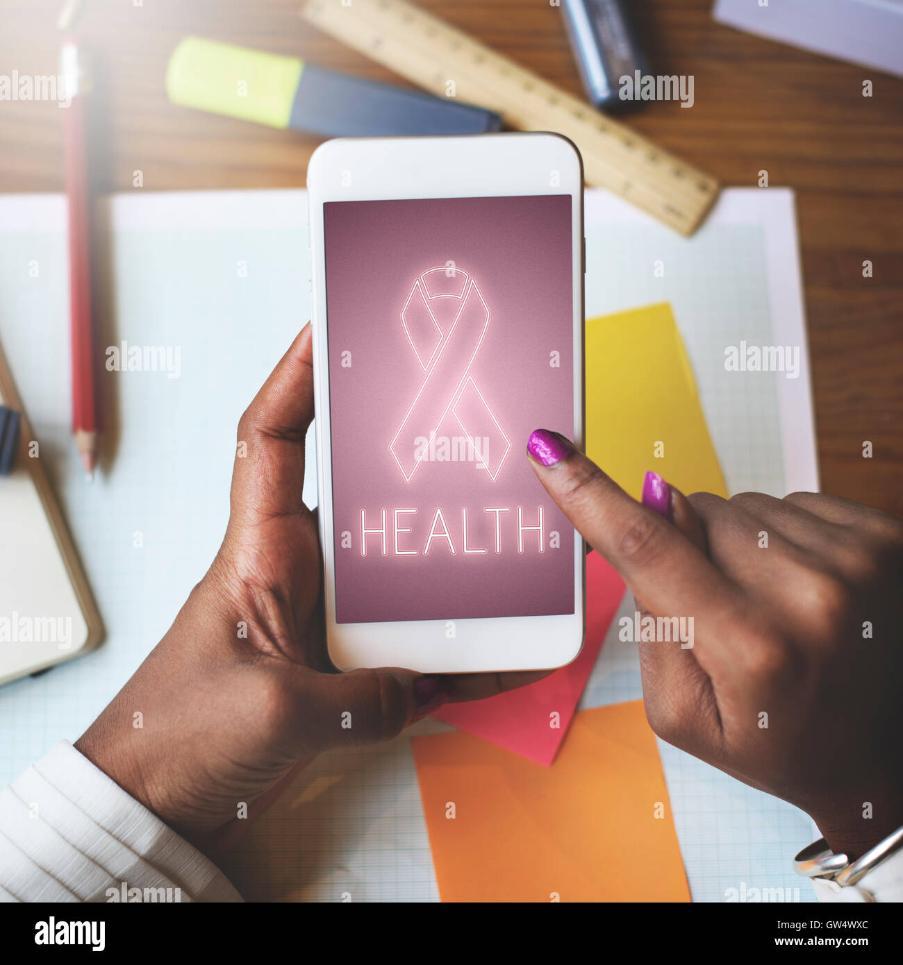 Womens Health Awareness Ribbon Concept Stock Photo