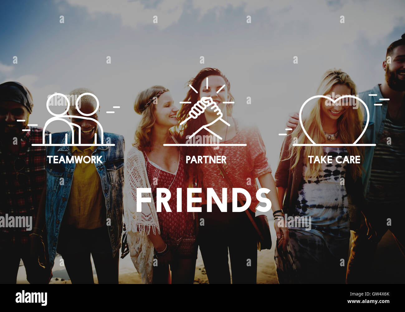 Friends Partner Take Care Teamwork Concept Stock Photo