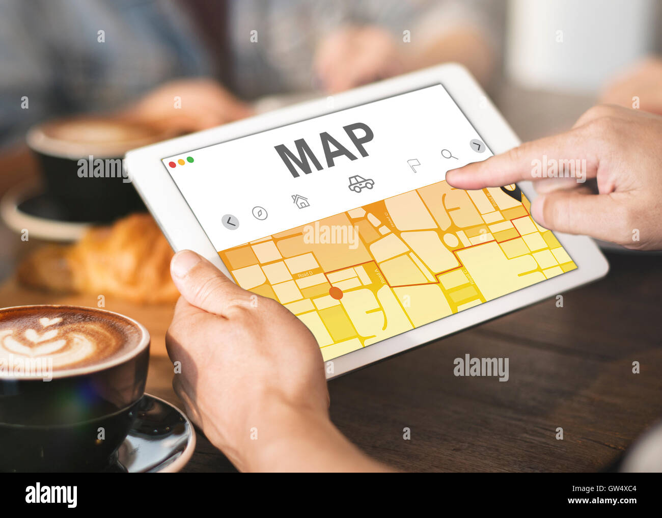 Map GPS Navigation Direction Destination Route Concept Stock Photo