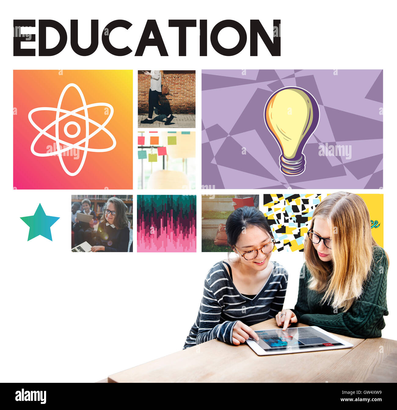 Education Science Physics Graphic Icons Concept Stock Photo - Alamy