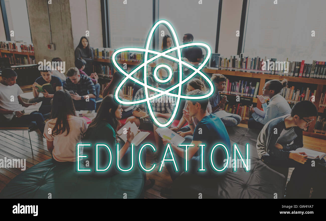 Education Science Physics Graphic Icons Concept Stock Photo - Alamy
