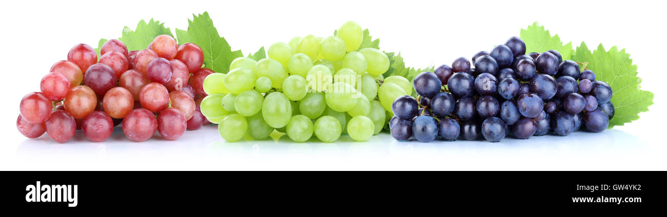Grapes red green blue fresh fruits fruit isolated on a white background Stock Photo