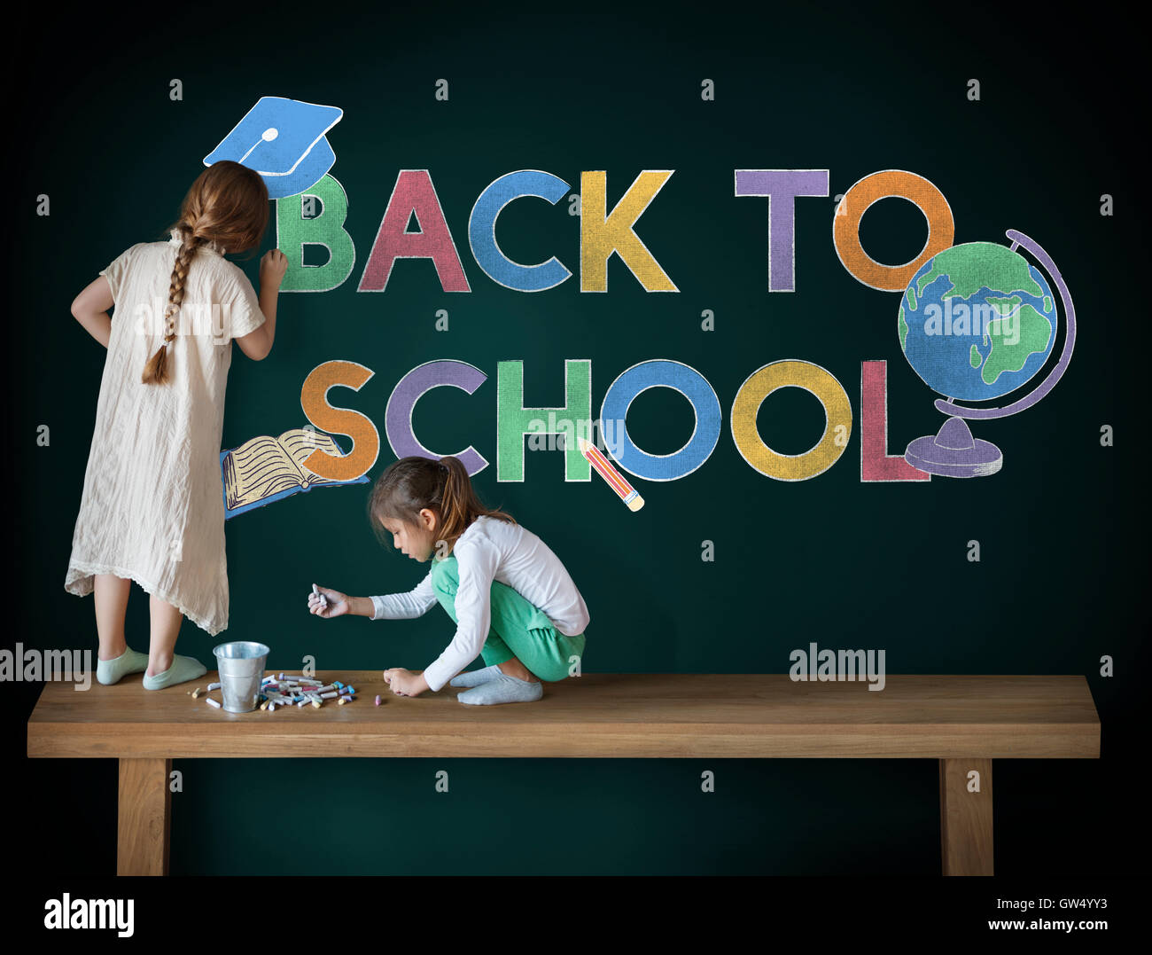 Sharing Best Friends Blackboard Concept Stock Photo