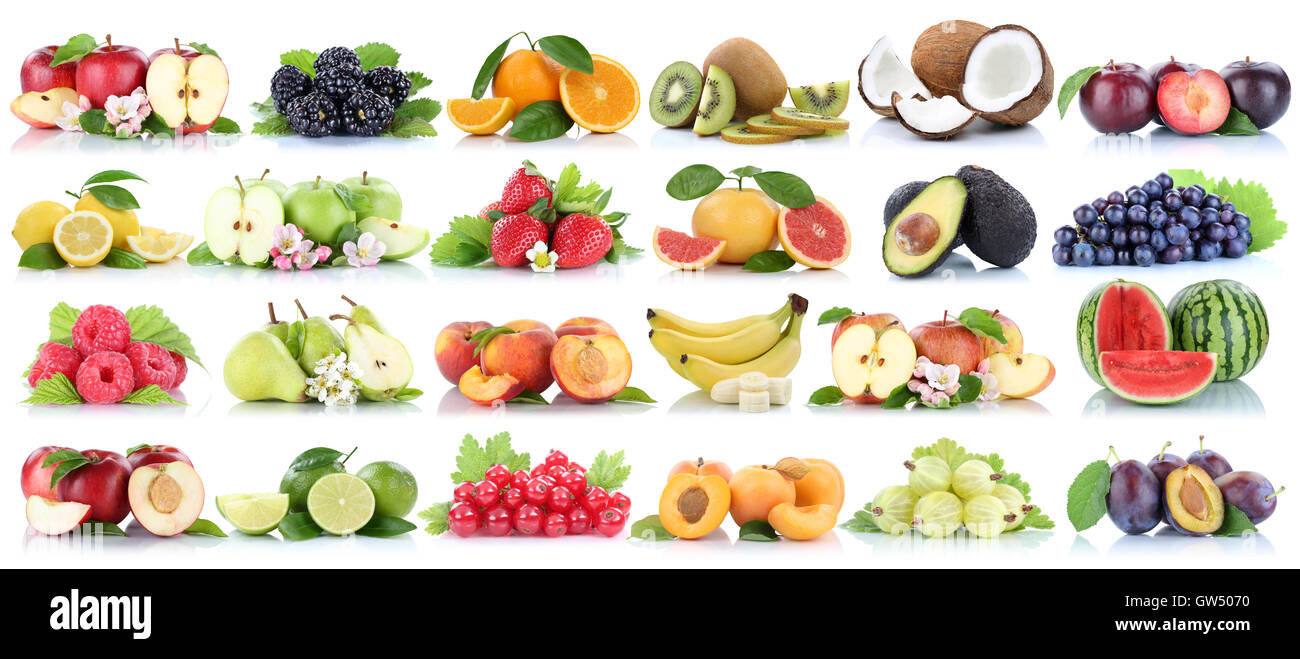 Fruits fruit collection orange apple apples banana pear grapes lemon ...