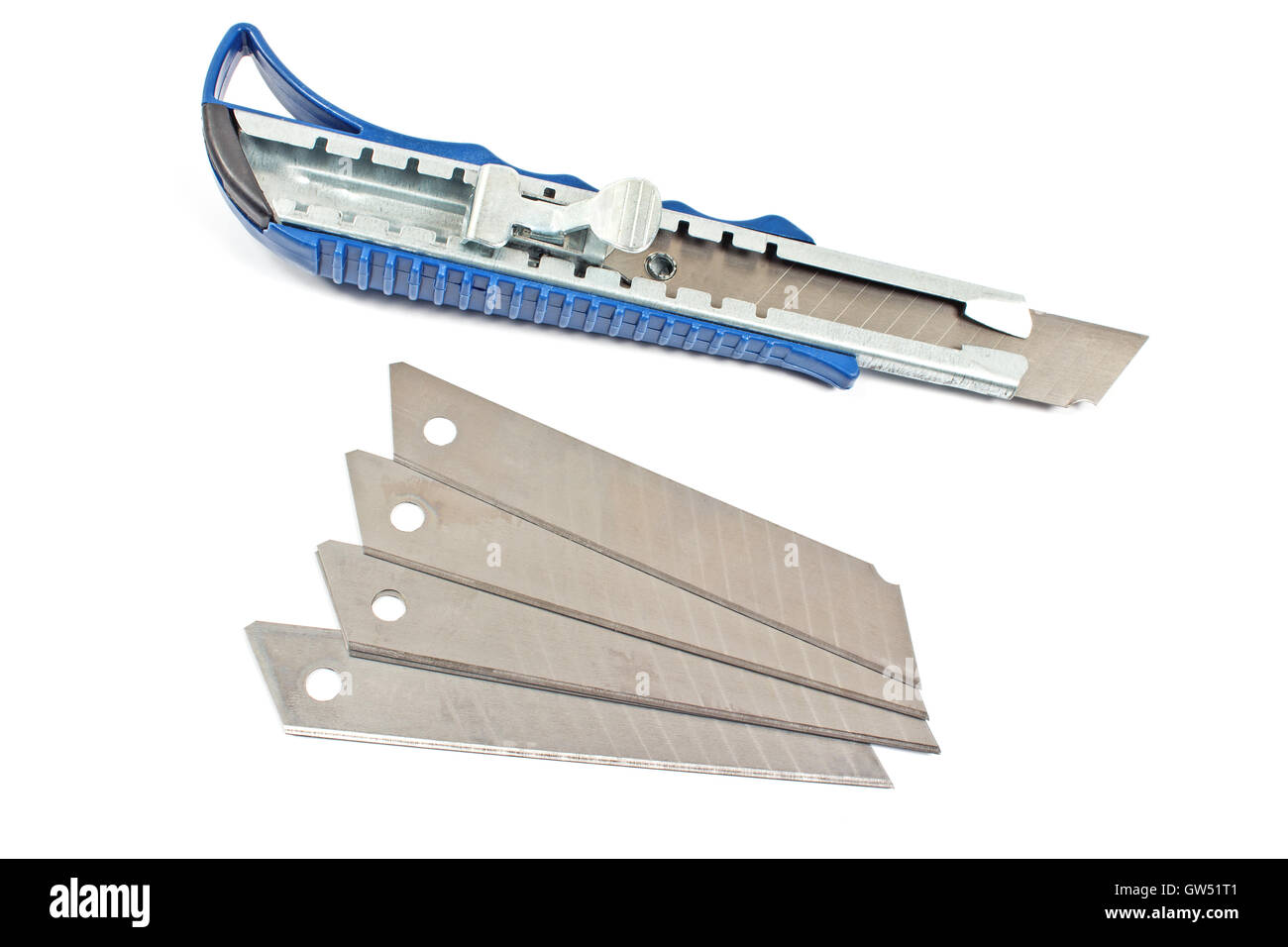 Office paper cutter knife with blades isolated on white Stock Photo Alamy