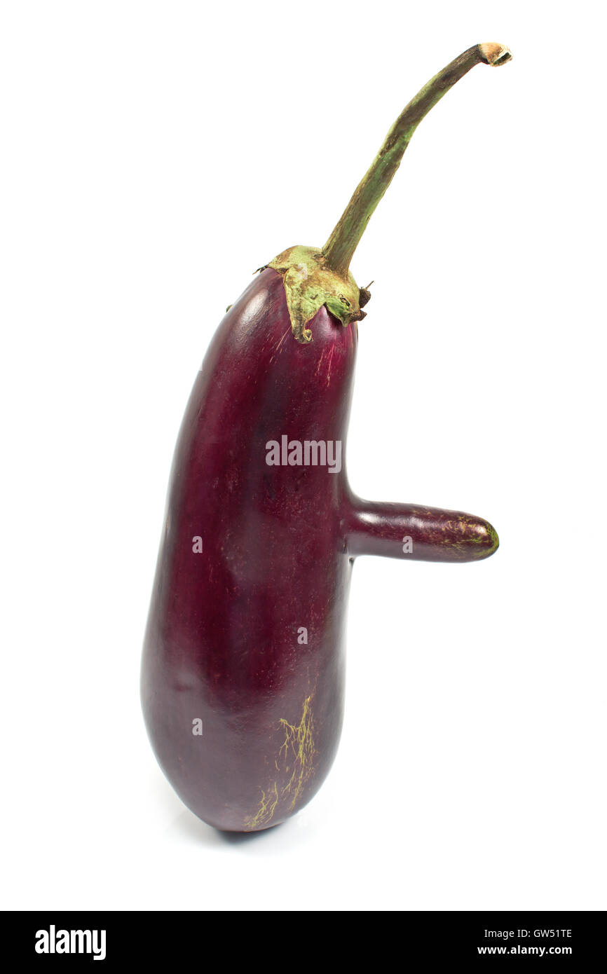 Genetically modified eggplant vegetable isolated on white Stock Photo