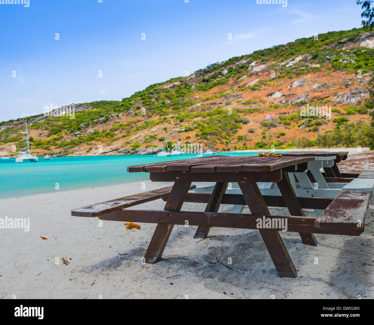 Picnic Table at Lizard Island, Queensland, Australia Stock Photo Alamy