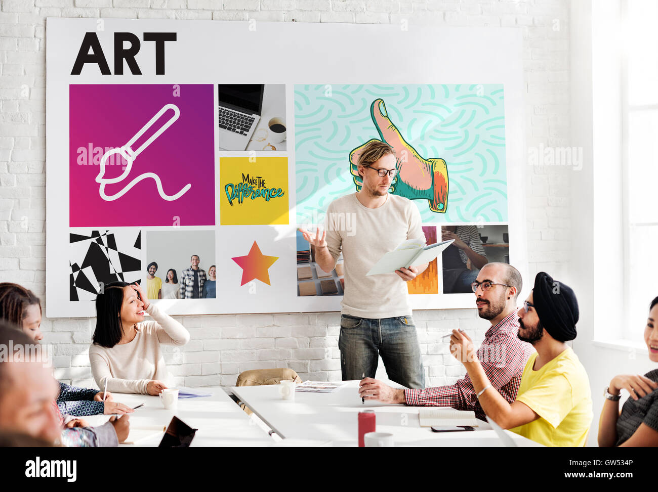 Presentation Paint Meeting People Concept Stock Photo Alamy