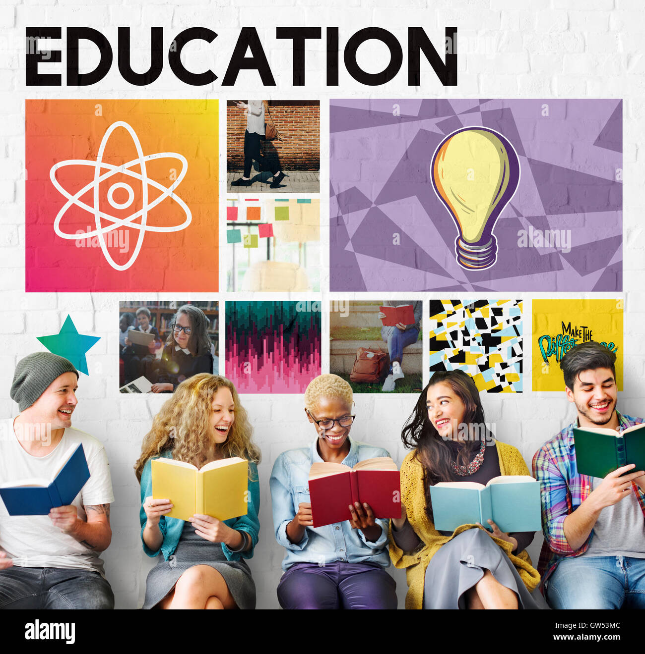 Education Science Physics Graphic Icons Concept Stock Photo - Alamy