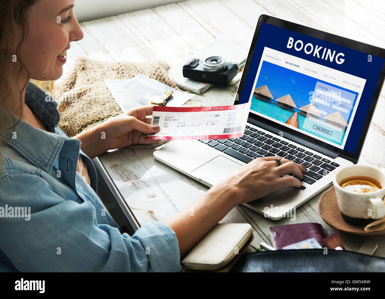 Booking Hotel Reservation Travel Destination Concept Stock Photo