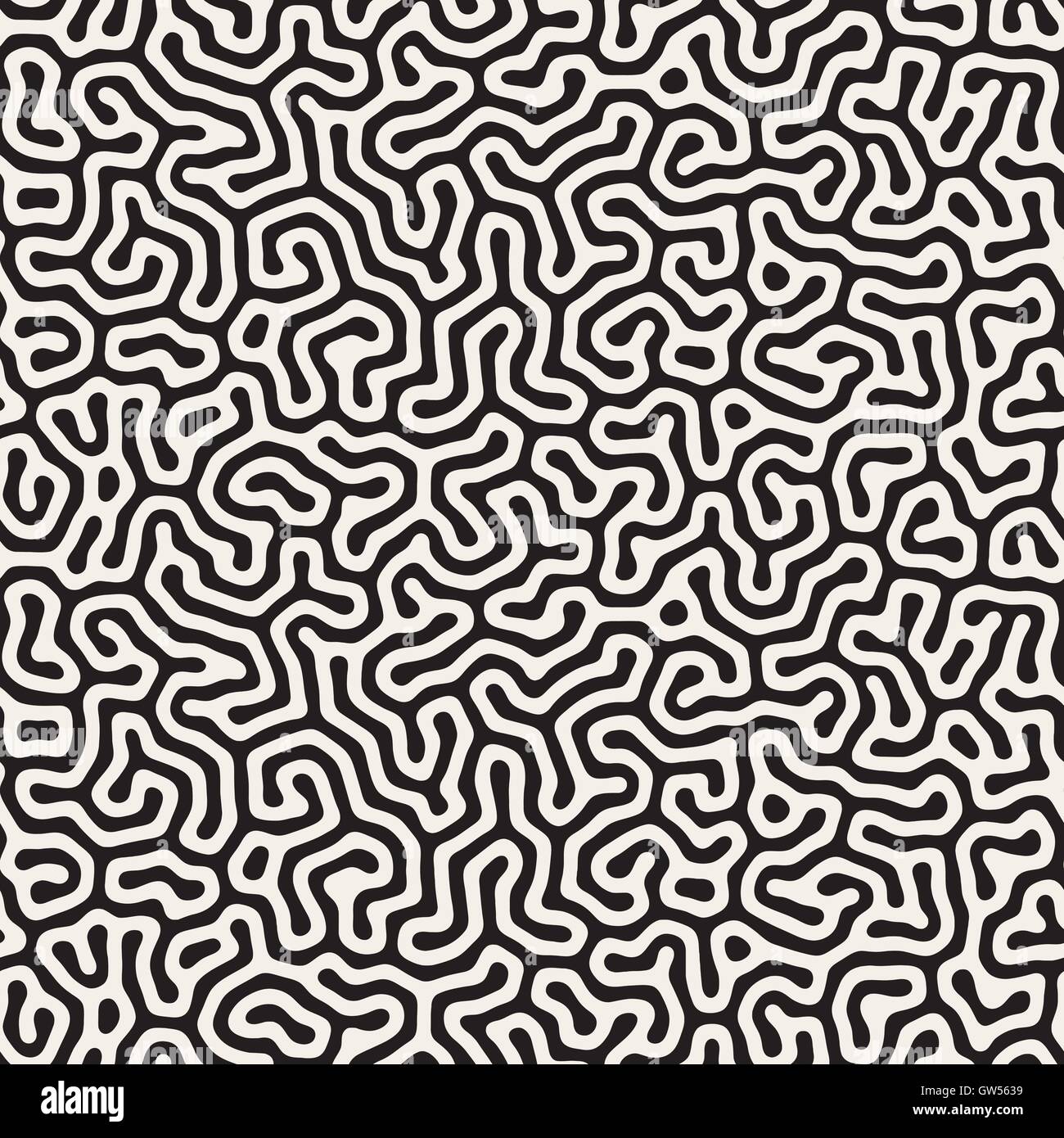 Vector Seamless Black and White Organic Lines Pattern Stock Vector ...