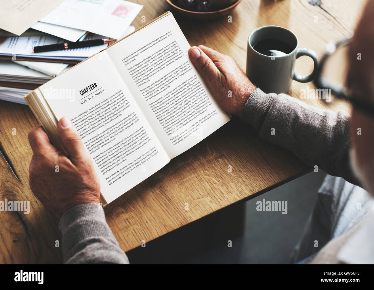 Coffee Break Reading Travel Book Lifestyle Concept Stock Photo Alamy