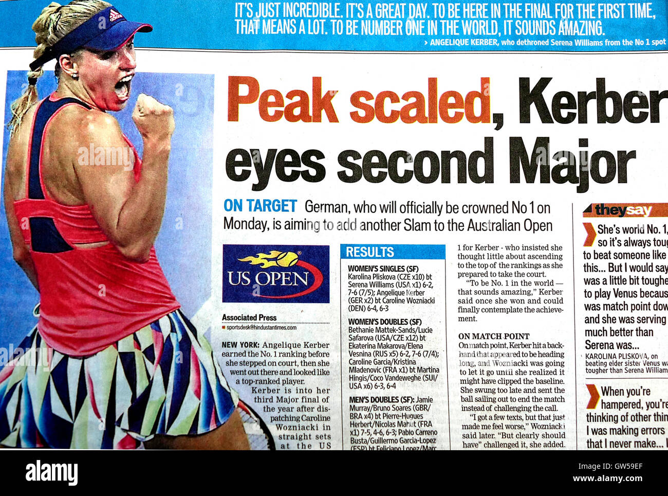 Newspaper coverage of world number one professional woman tennis player
