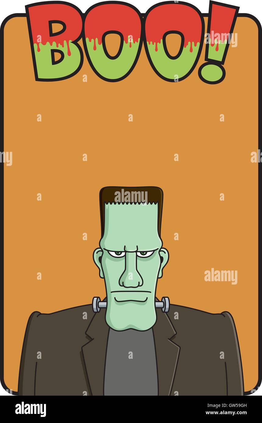 Frankenstein Halloween Invitation Template. Use this for a quick party invitation or poster. Just add your own text. Stock Vector