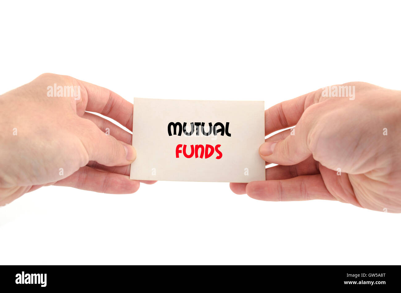 Mutual funds text concept isolated over white background Stock Photo