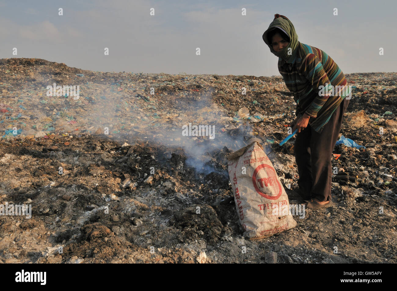 Phnom Penh - Garbage Dump Worker Stock Photo