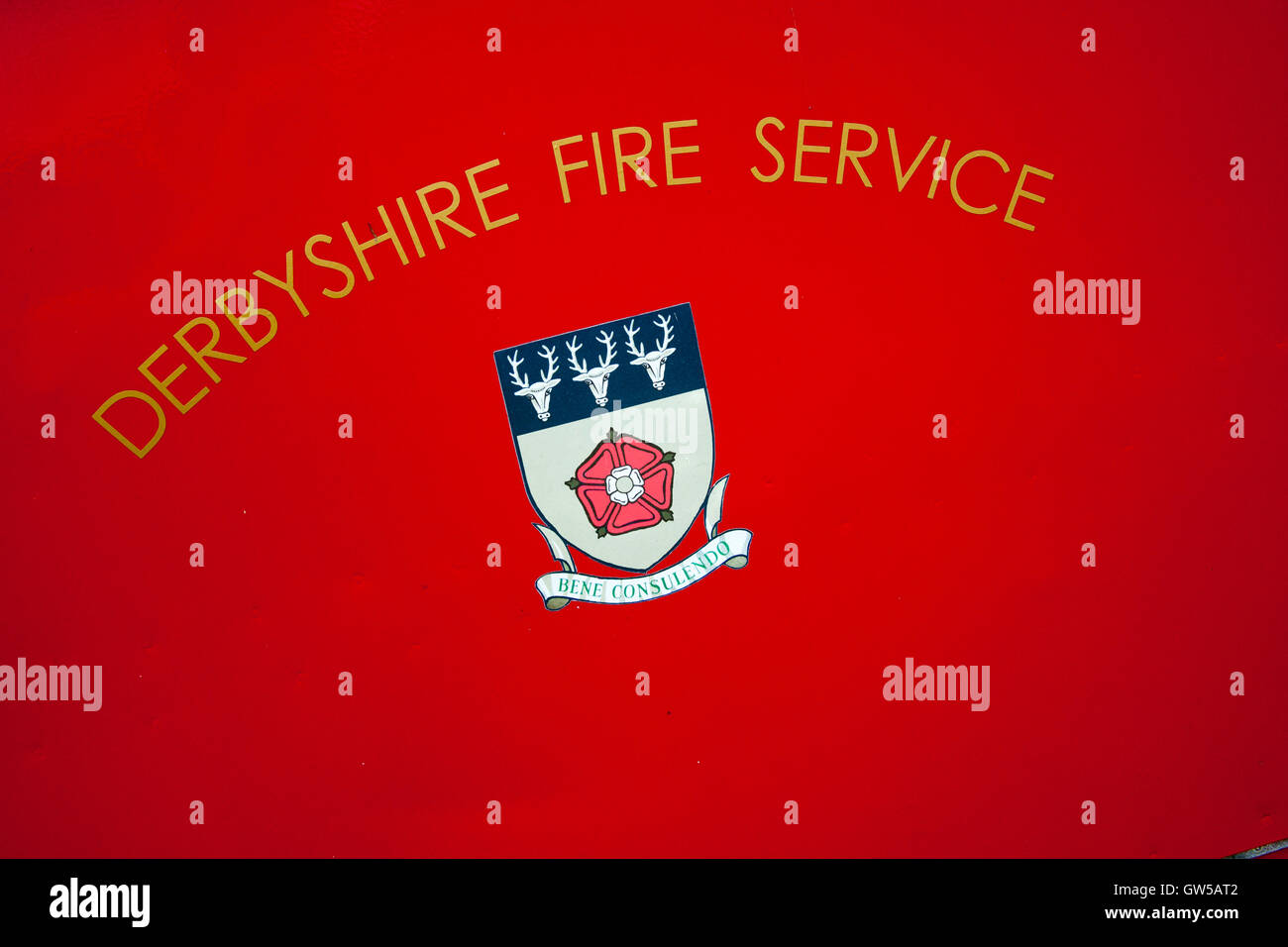 Derbyshire Fire & Rescue Service & County Council's coat of arms, UK Stock Photo