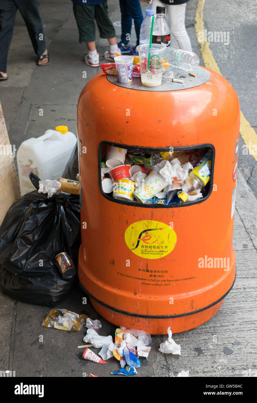 Rubbish bin in Hong Kong Stock Photo Alamy