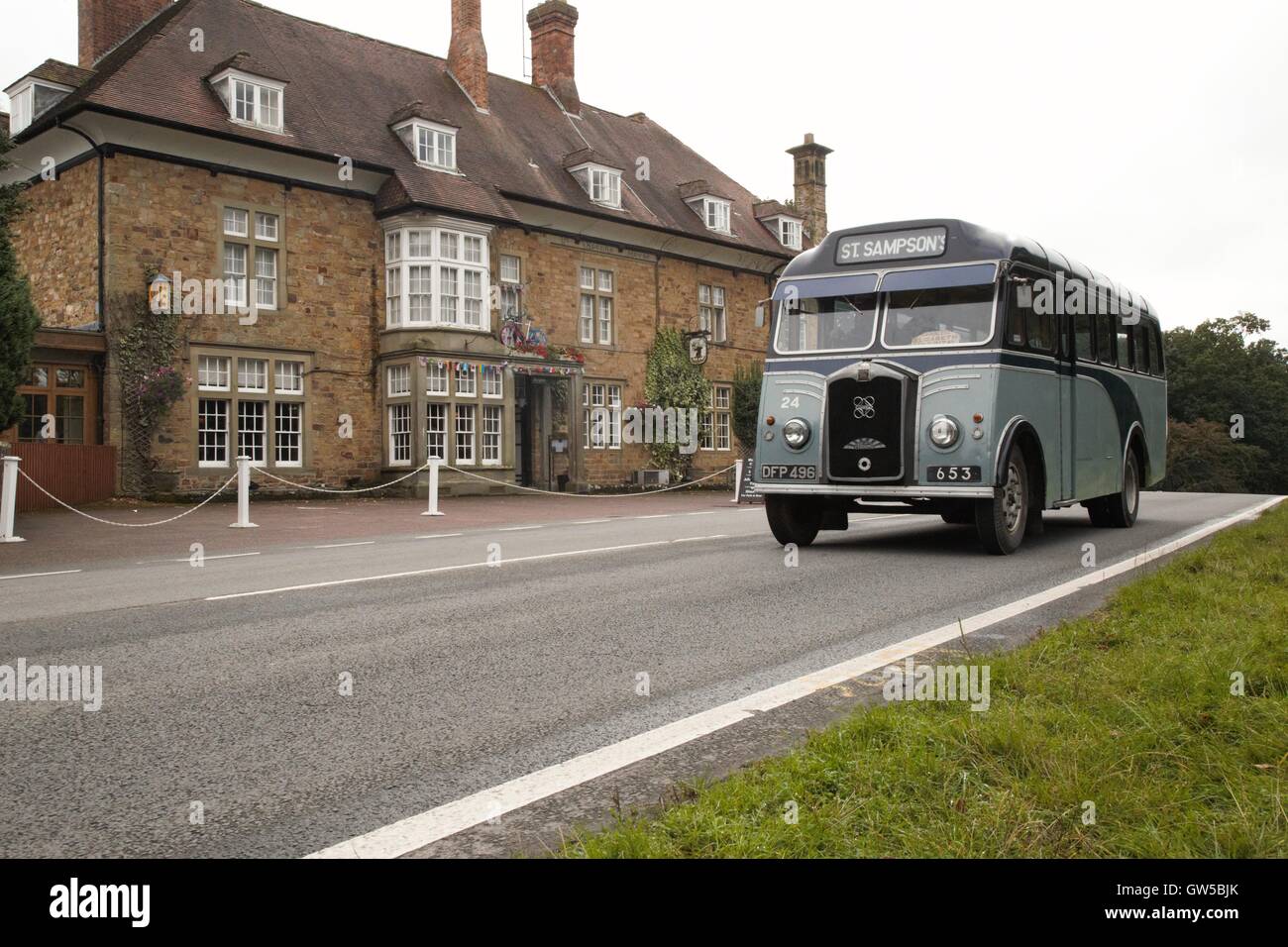 Albion Coach  on the road outside Speech House, Forest of Dean Gloucestershire. Stock Photo