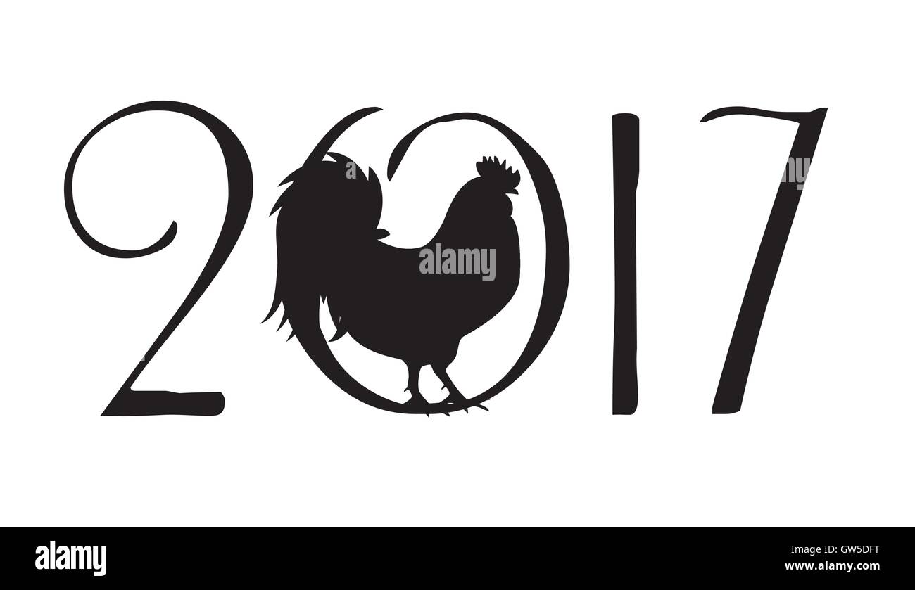 Vector Illustration of Rooster, Symbol of 2017 Year on the Chin Stock ...