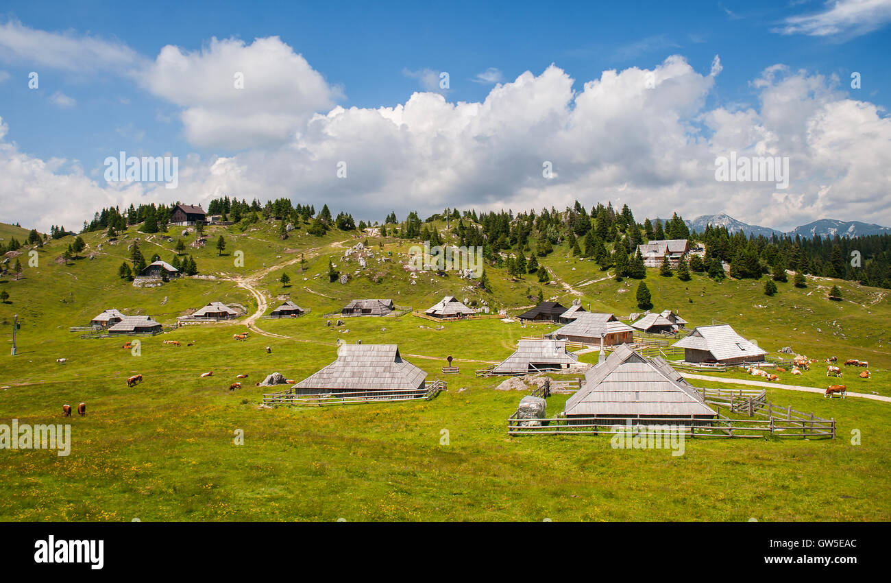 Velika Planina hill, tourist attraction and destination, Slovenia Stock Photo
