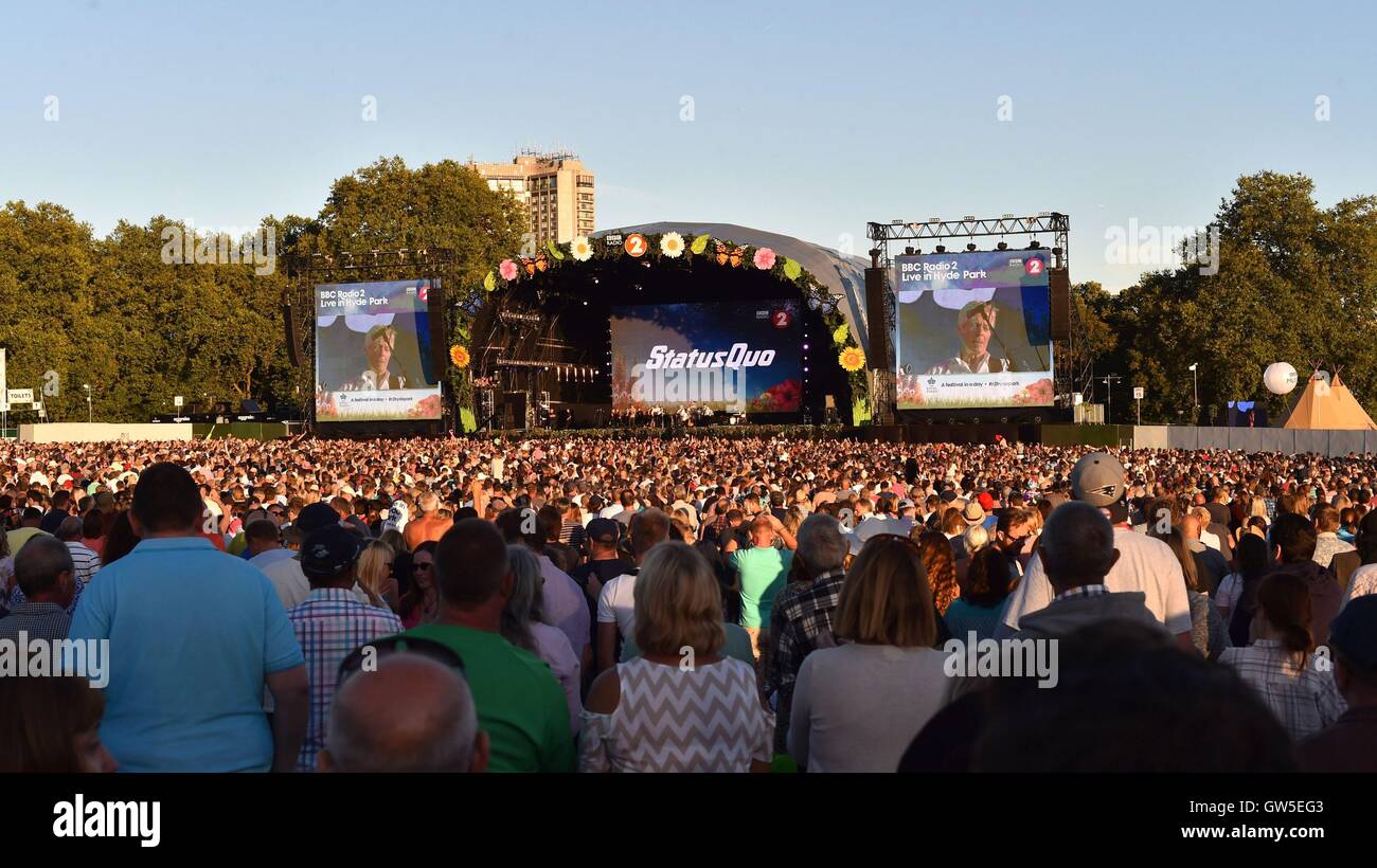 Status Quo performing at BBC Radio 2 Live in Hyde Park, London Stock Photo  - Alamy
