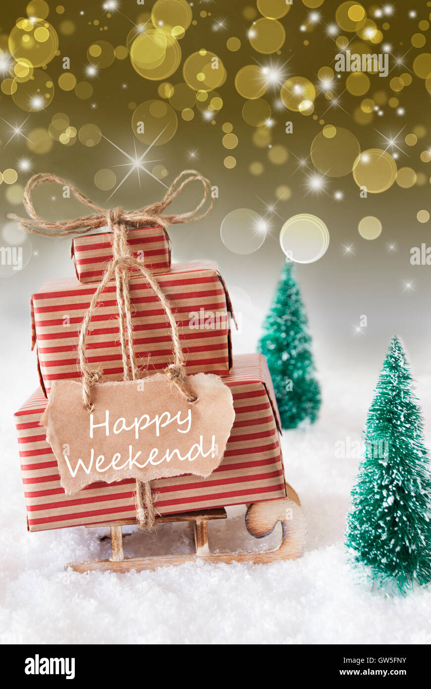 Golden sleigh christmas trees