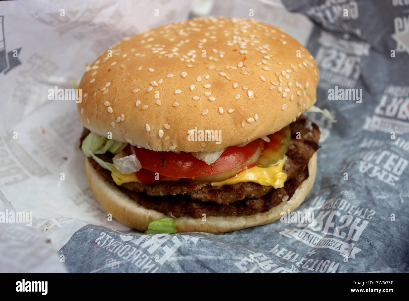 Hungry Jack's (Burger King) fast food beef burger Stock Photo