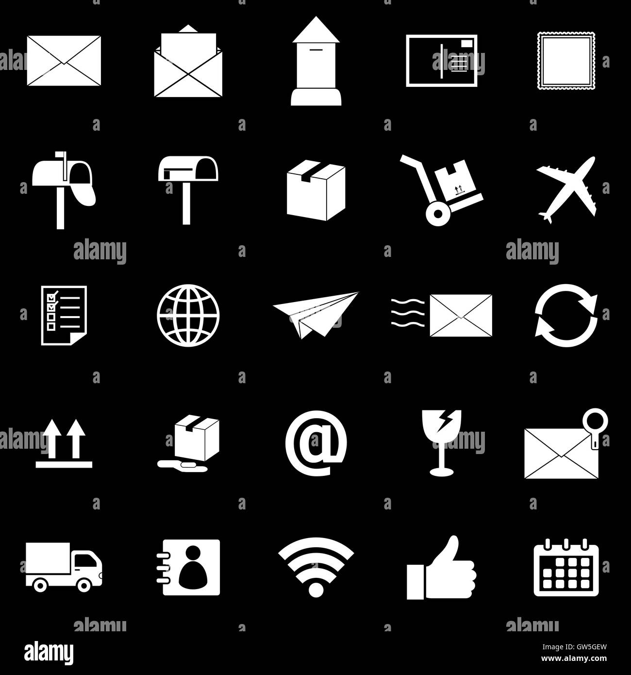 Post icons on black background, stock vector Stock Vector