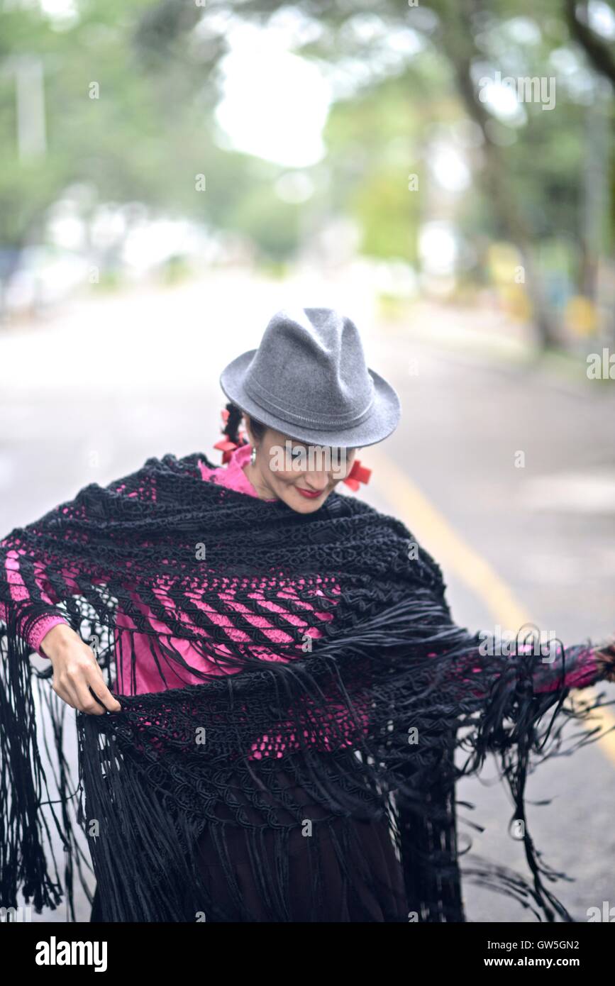 Traditional attire from the Colombian region of Santander. Stock Photo