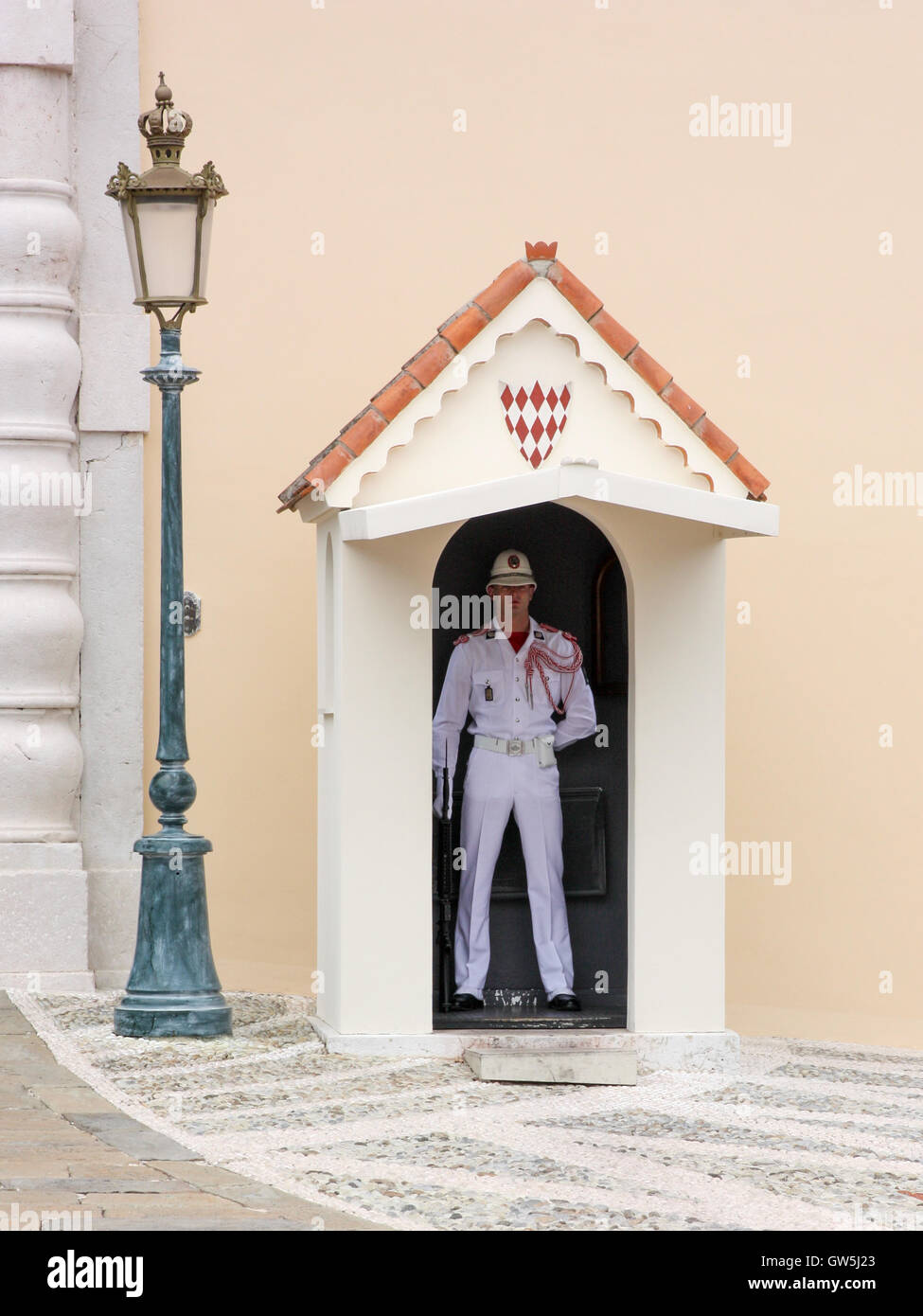 Officer in dress uniform guarding the entrance Stock Photo