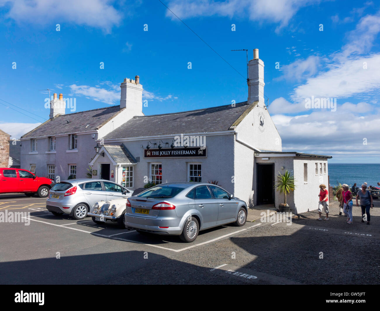 The  Jolly Fisherman a popular and historic pub and restaurant at Craster  Northumberland England UK Stock Photo