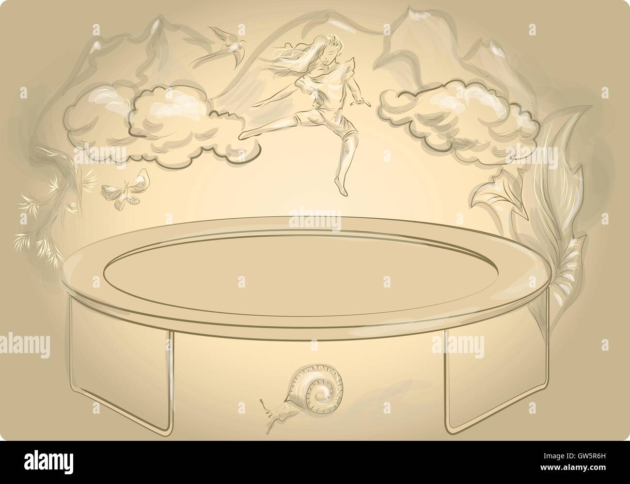 Girl jumping on trampoline outdoors Stock Vector Images - Alamy
