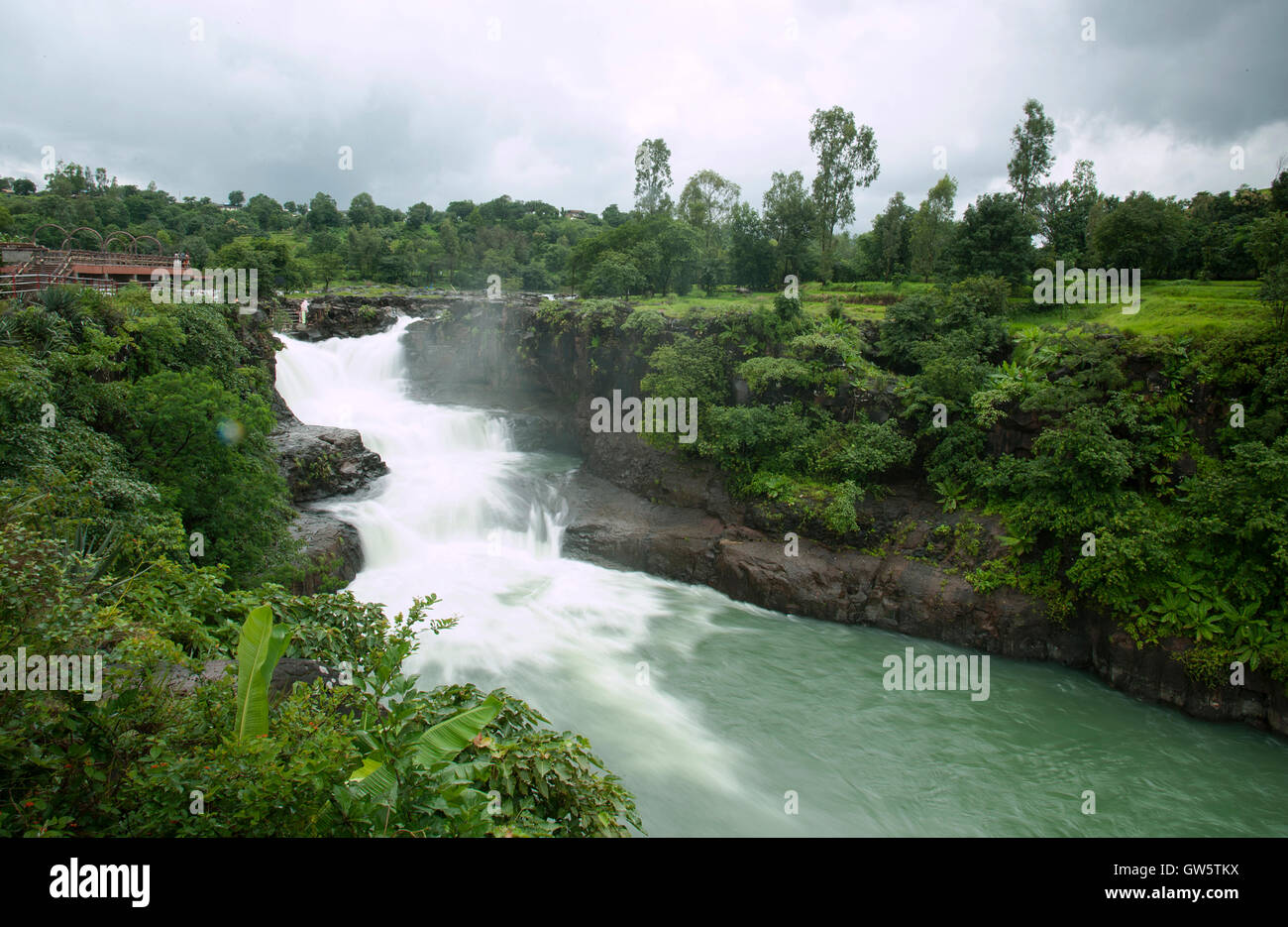 The image of Randha Waterfall in Bhandardara, Maharashtra, western ghats, monsoon, India Stock Photo