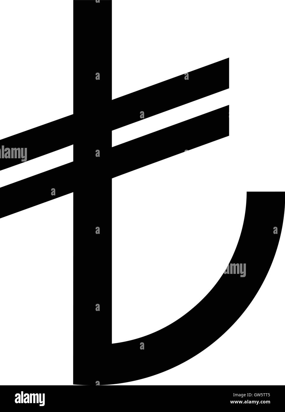 Turkish lira currency symbol - black isolated vector illustration Stock Vector