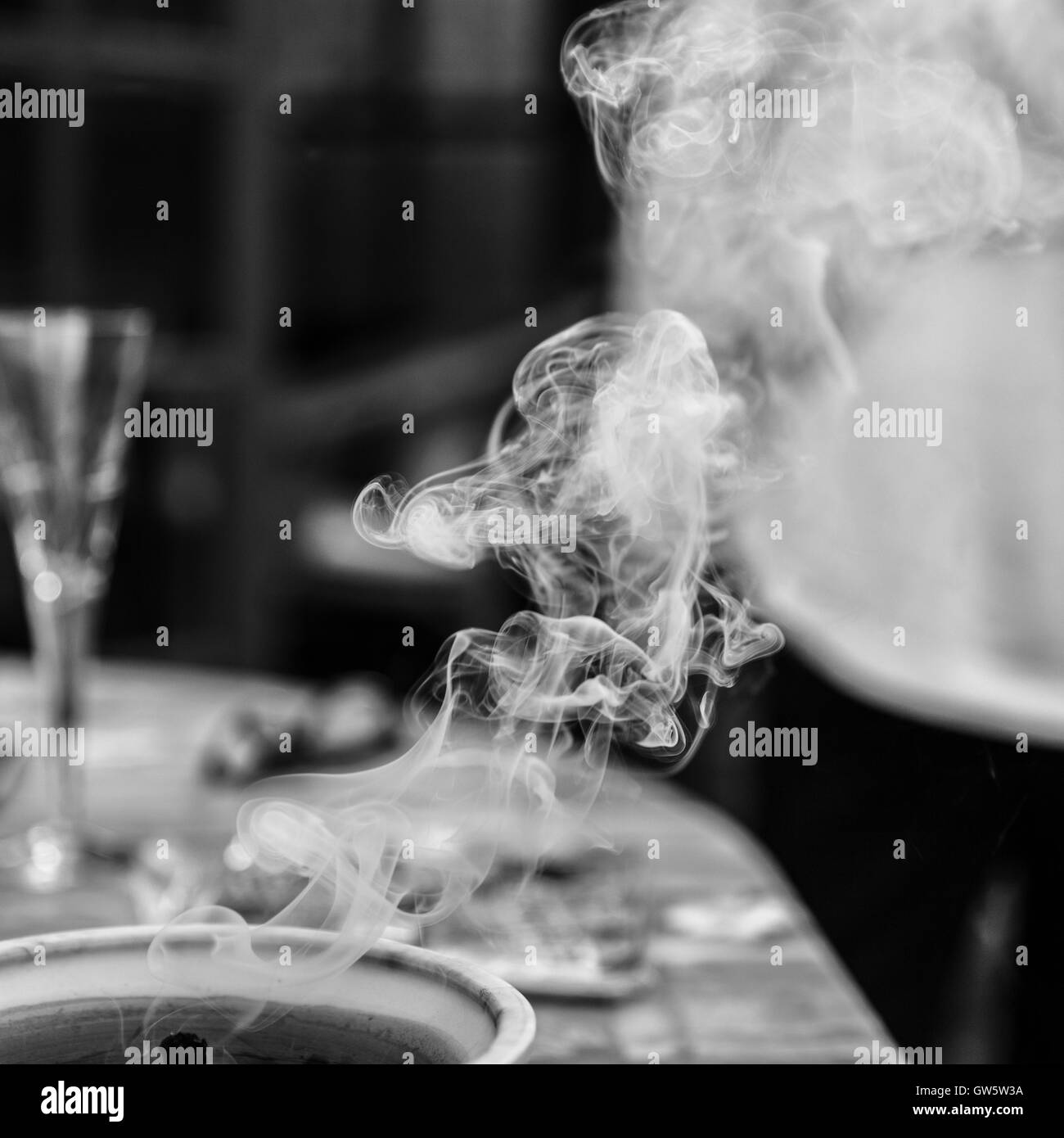 Detail of smoke emitting from an outdoor candle Stock Photo Alamy