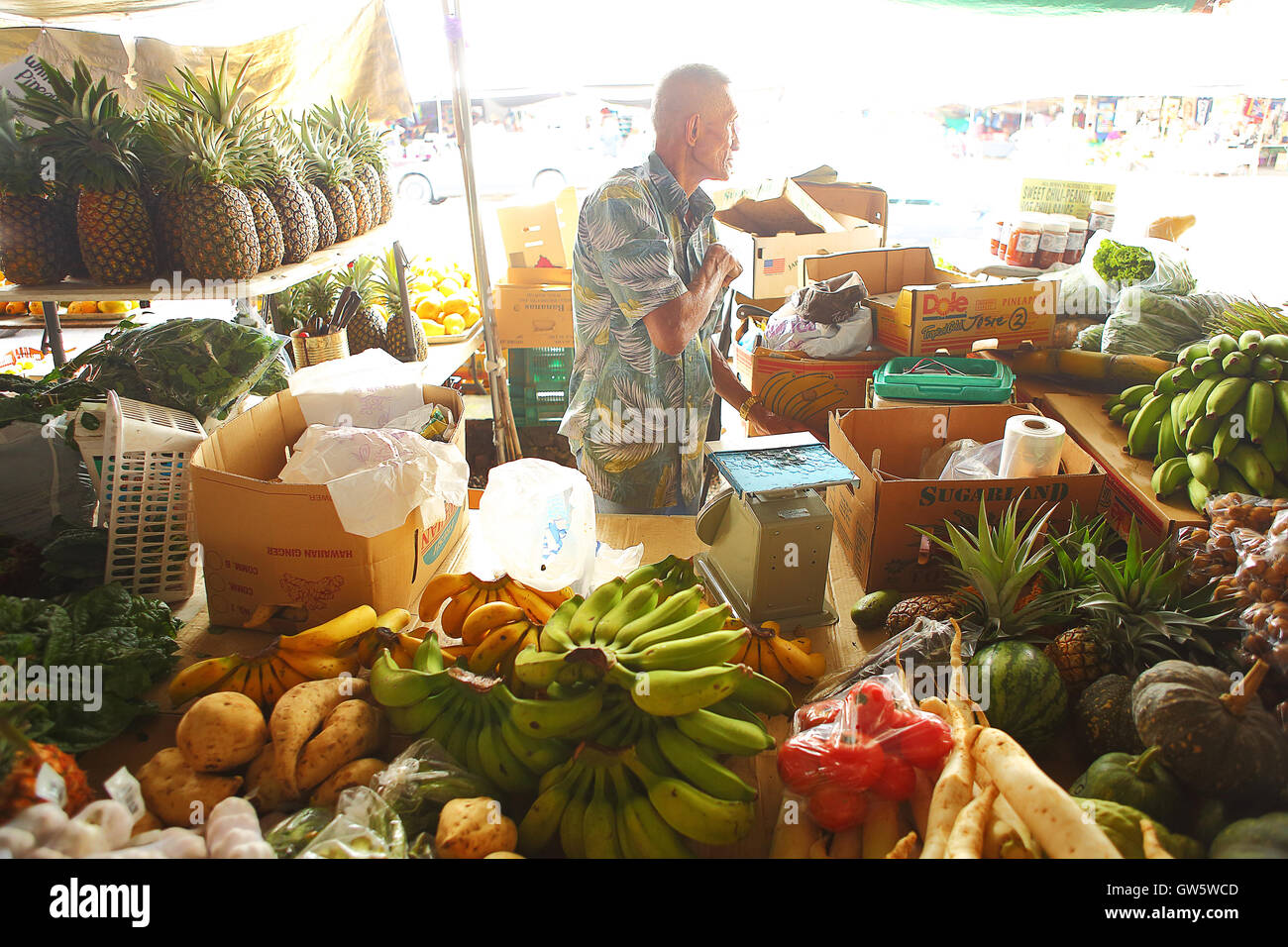 HILO, HAWAII JUL 13, 2013 Fresh, locally grown fruits and vegetables