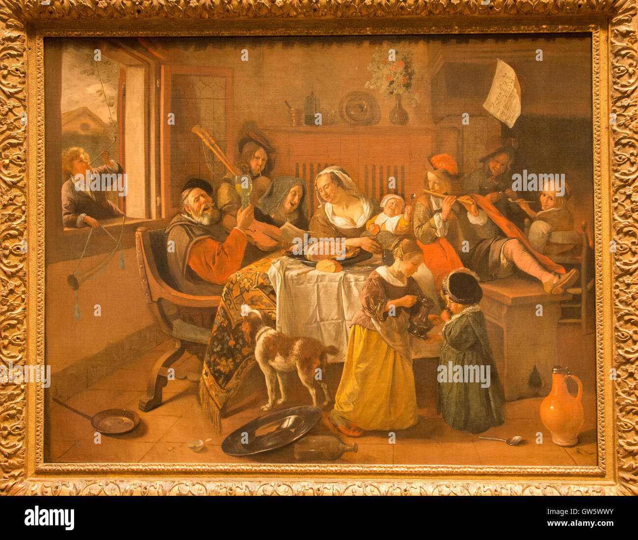 'the merry family' 1668 an havicksz steen Stock Photo