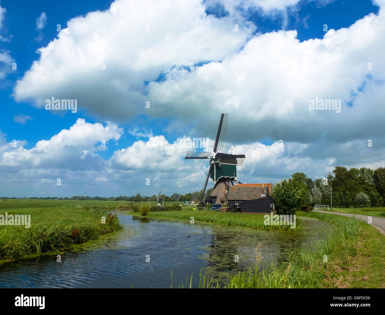windmill at krimpenerwaard in holland Stock Photo