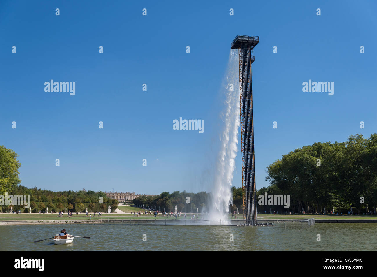 Waterfall by  Olafur Eliasson  at Palace of Versailles, Château de Versailles, Île-de-France, France Stock Photo